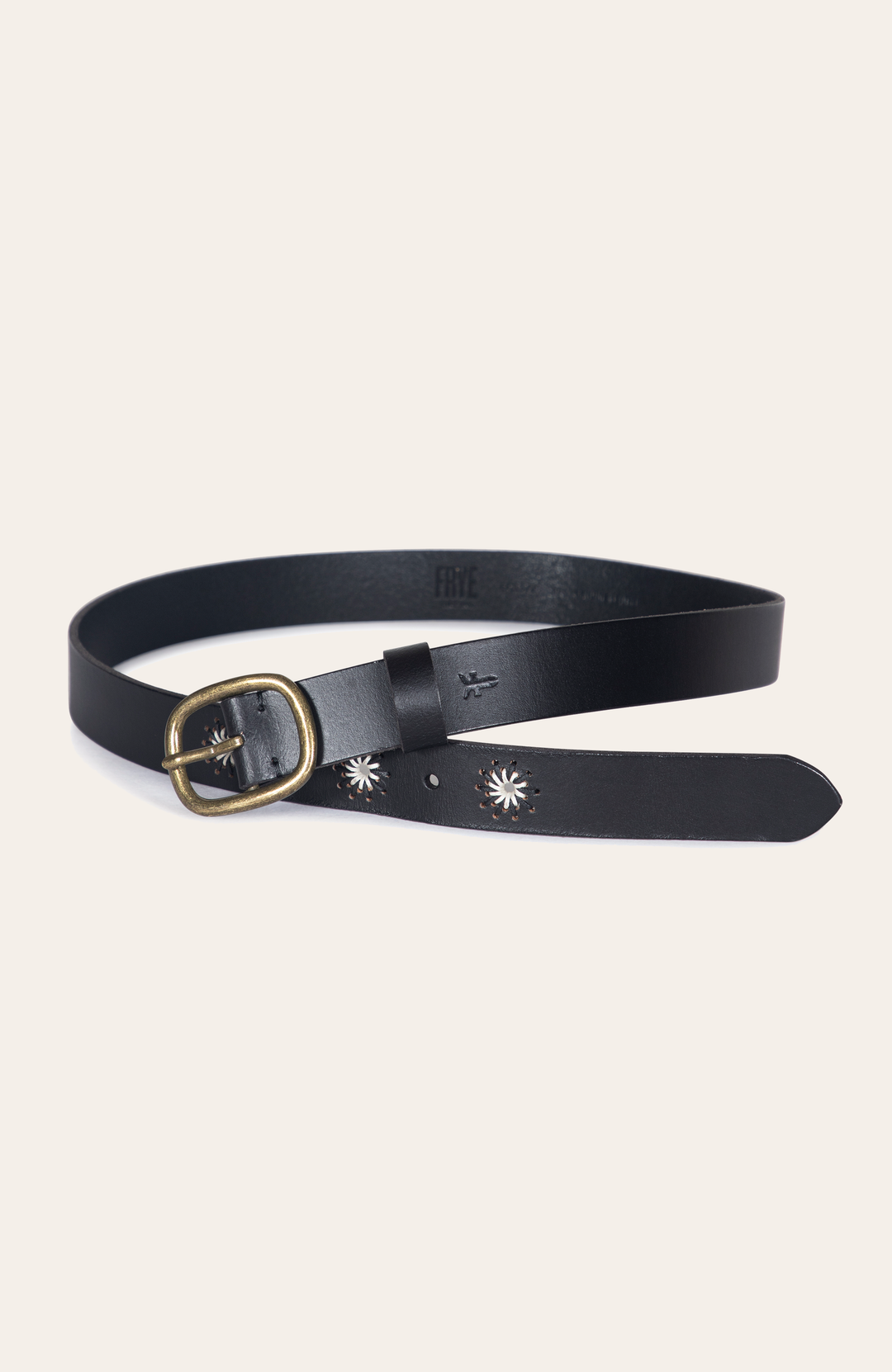 30mm Black Belt With Embroidered Holes Black - Frye