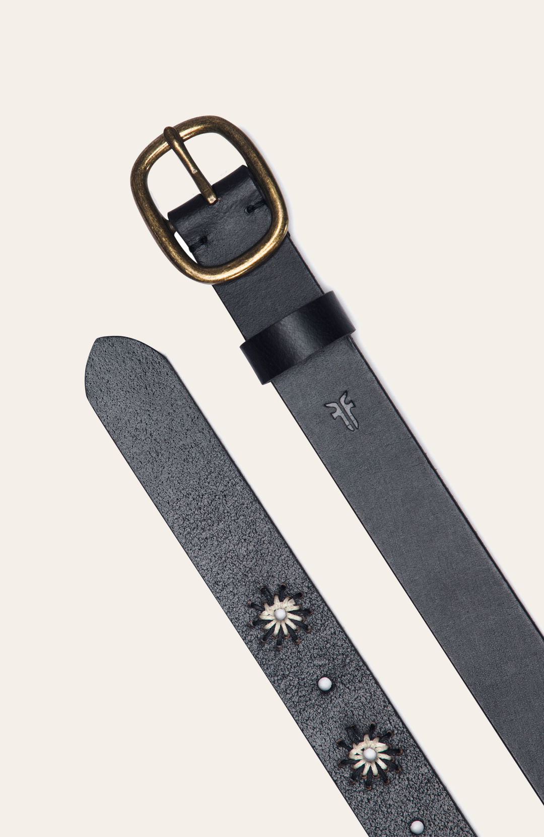 30mm Black Belt With Embroidered Holes Black - Frye