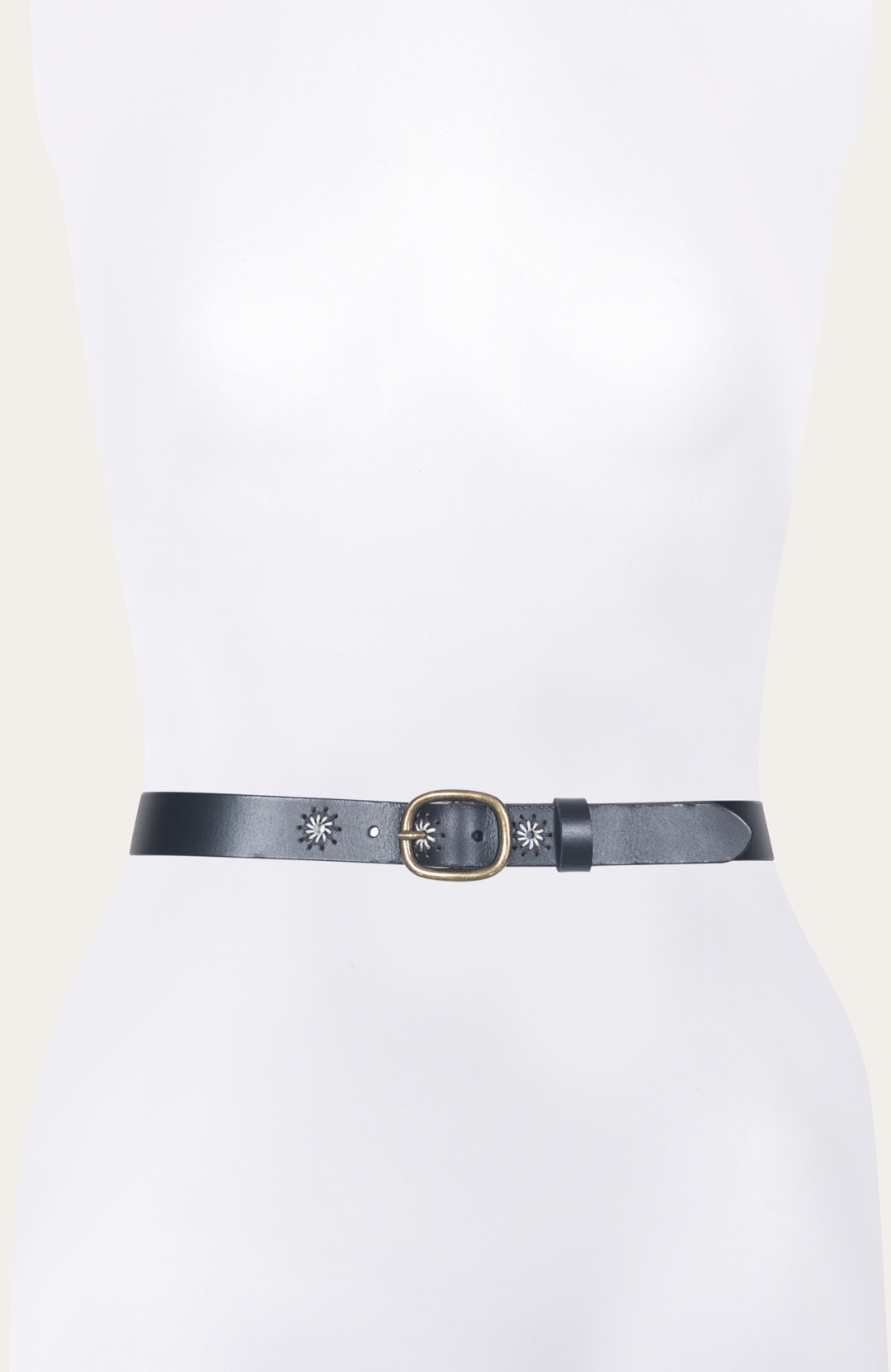 30mm Black Belt With Embroidered Holes Black - Frye