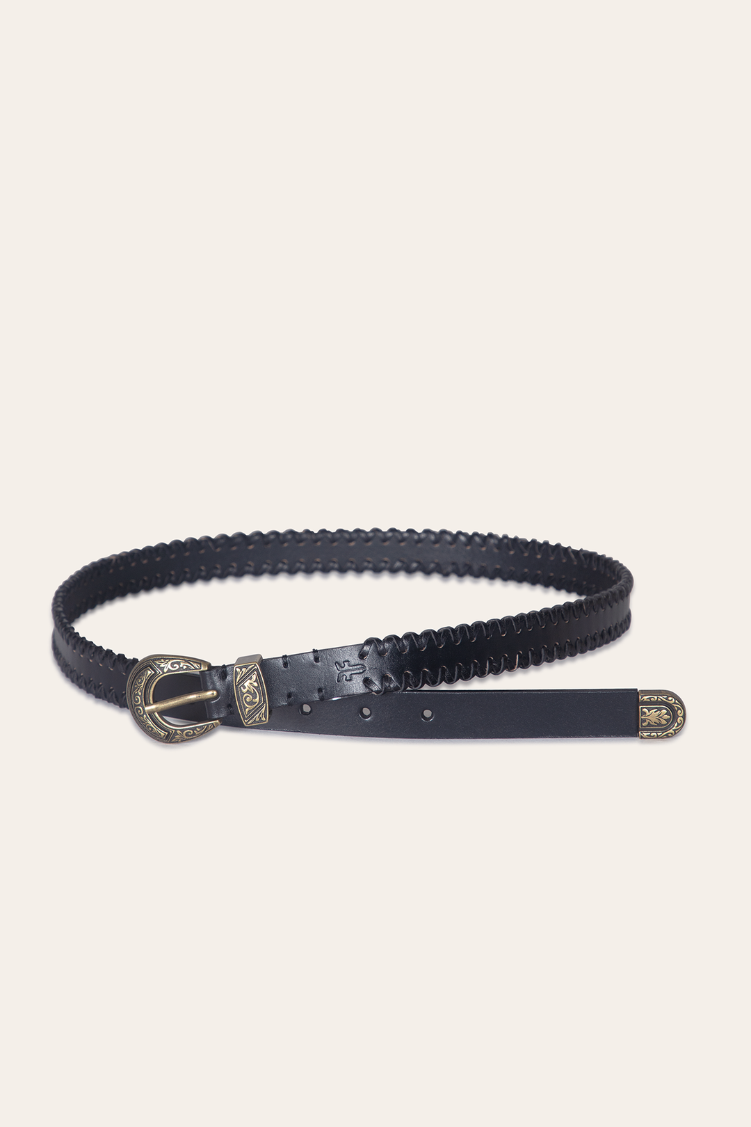 20mm Black Leather Belt With 3-Piece Buckle Set Black - Frye