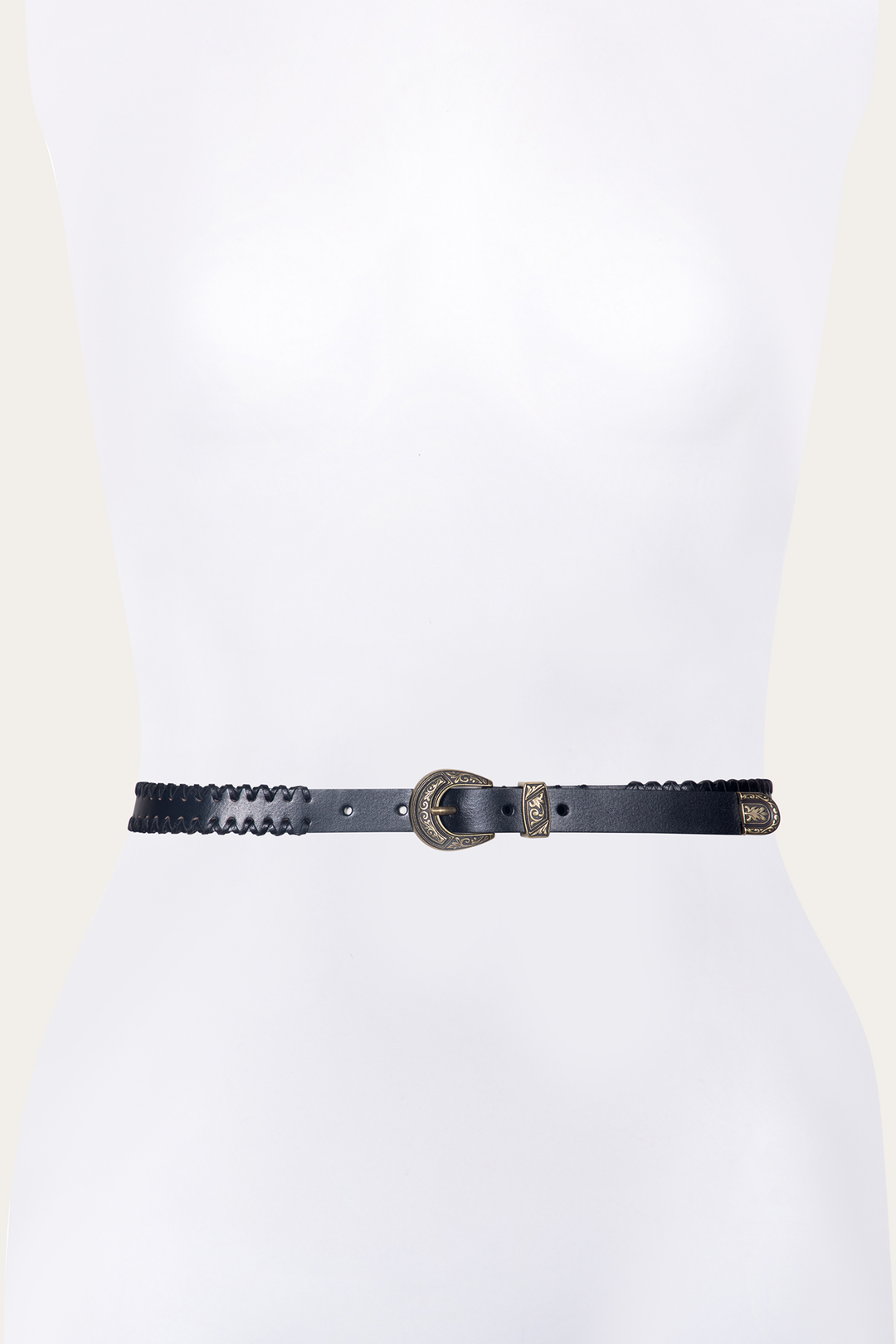 20mm Black Leather Belt With 3-Piece Buckle Set Black - Frye