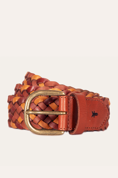 35mm Tonal Woven Leather Belt in Tan Tan - Frye