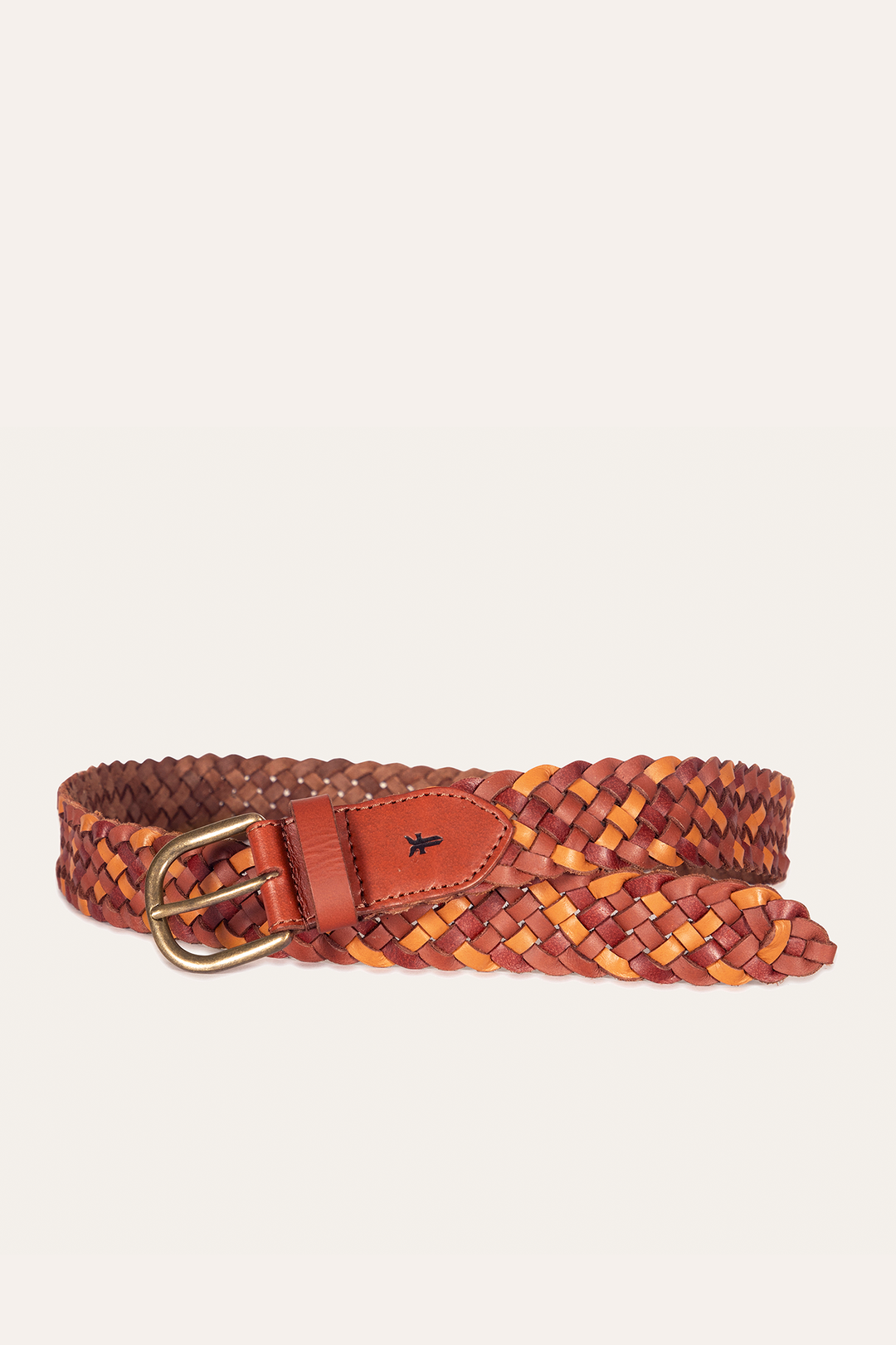 35mm Tonal Woven Leather Belt in Tan Tan - Frye