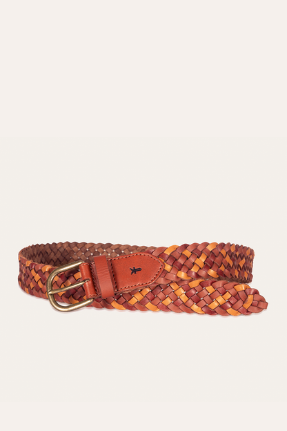 35mm Tonal Woven Leather Belt in Tan Tan - Frye