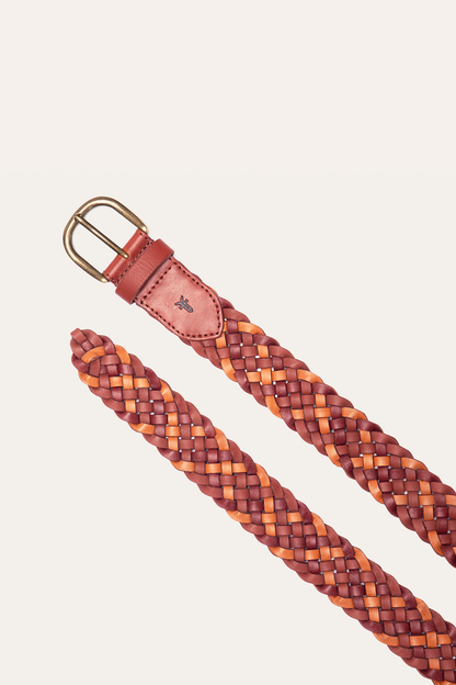 35mm Tonal Woven Leather Belt in Tan Tan - Frye
