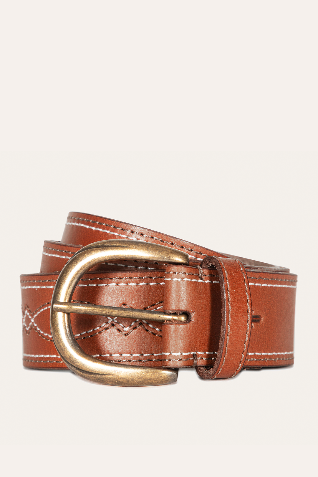 40mm Tan Belt With 2-Tone Stitch Tan - Frye