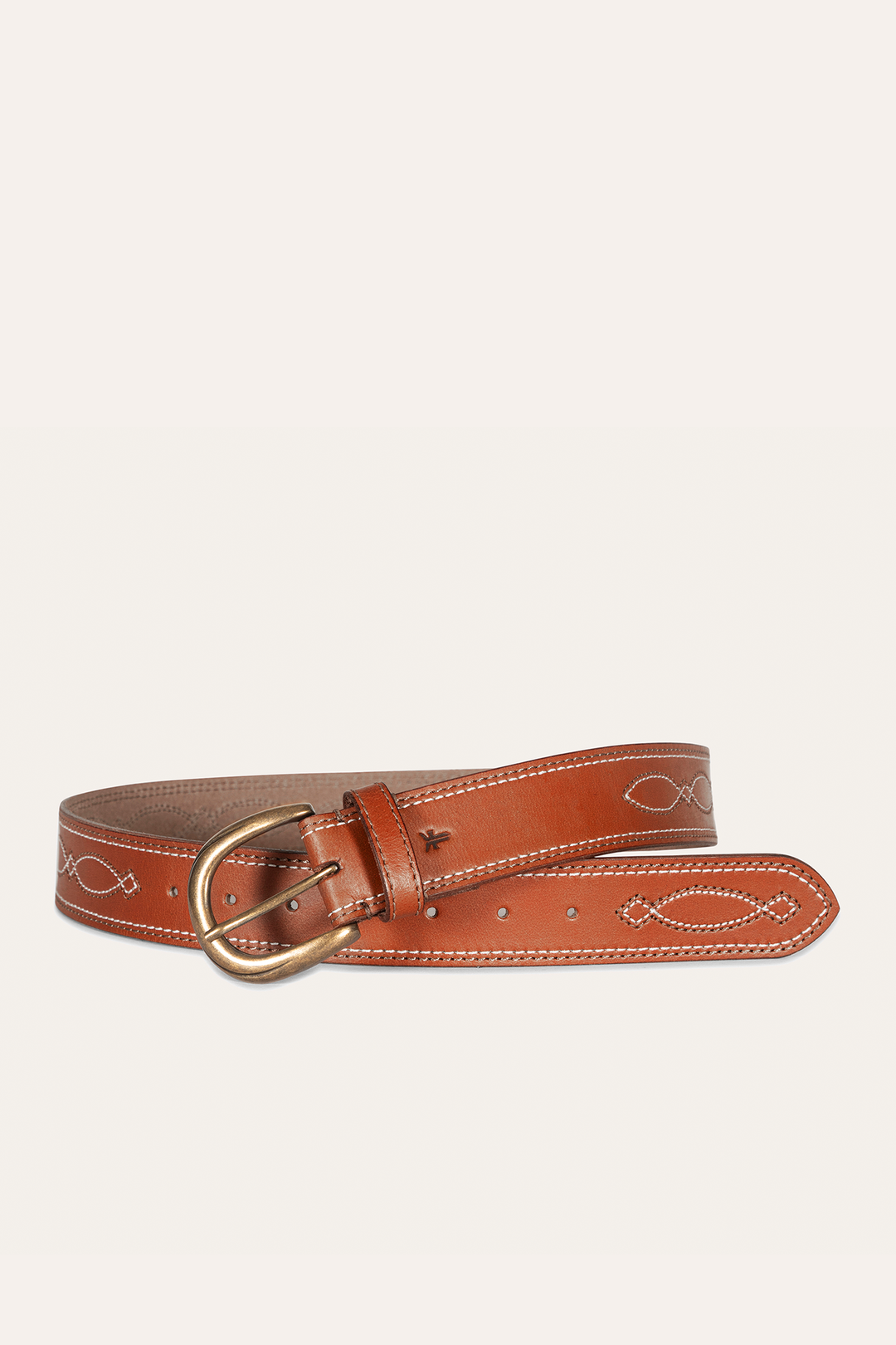 40mm Tan Belt With 2-Tone Stitch Tan - Frye
