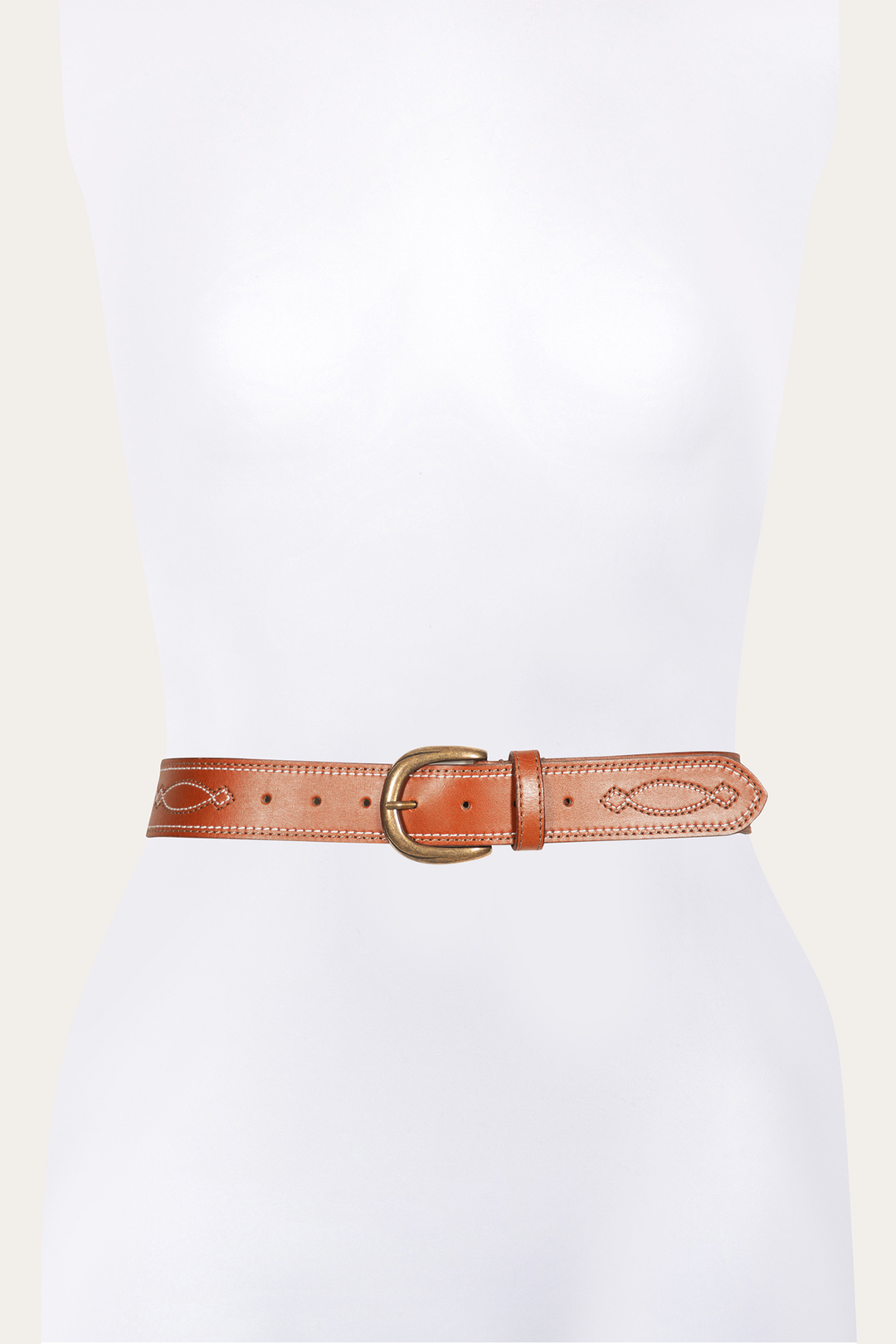 40mm Tan Belt With 2-Tone Stitch Tan - Frye