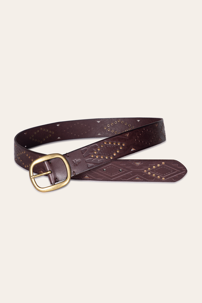 38mm Brown Southwestern Embossed Belt  - Frye