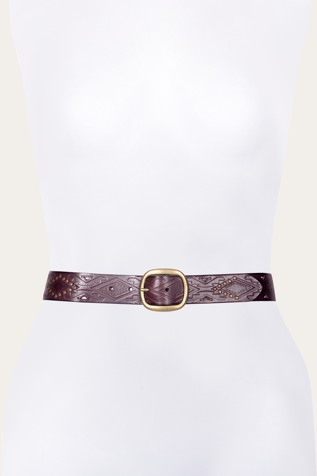 38mm Brown Southwestern Embossed Belt  - Frye
