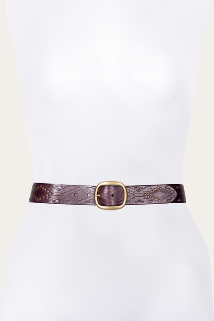 38mm Brown Southwestern Embossed Belt  - Frye