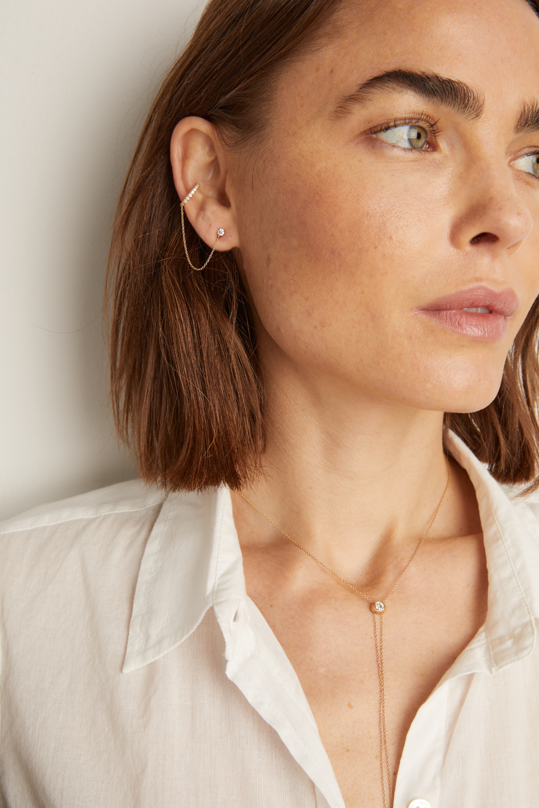 Women’s Lab Grown Diamond Stud and Ear Cuff | Aurate x The Frye Company 14k Yellow Gold - Frye