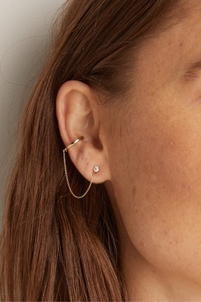 Women’s Lab Grown Diamond Stud and Ear Cuff | Aurate x The Frye Company 14k Yellow Gold - Frye