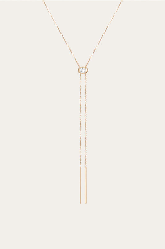 Women’s Lab Grown White Sapphire Bolo Necklace | Aurate x The Frye Company Yellow Vermeil - Frye
