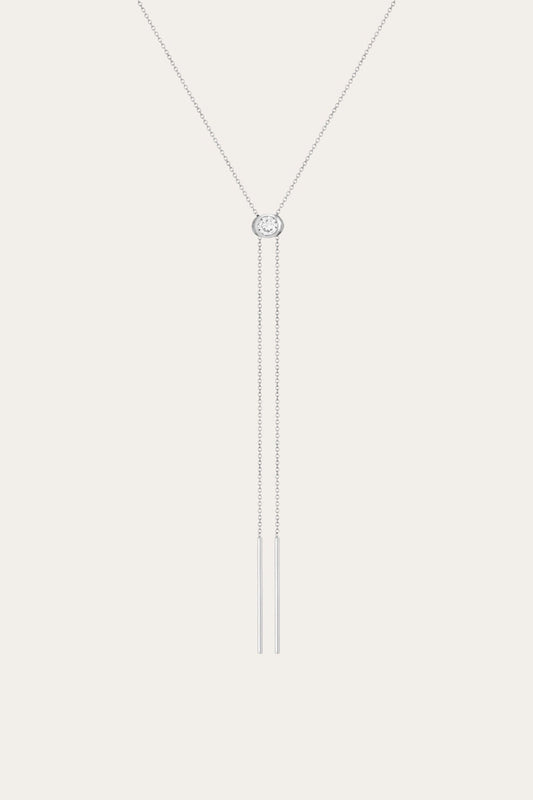Women’s Lab Grown White Sapphire Bolo Necklace | Aurate x The Frye Company Sterling Silver - Frye