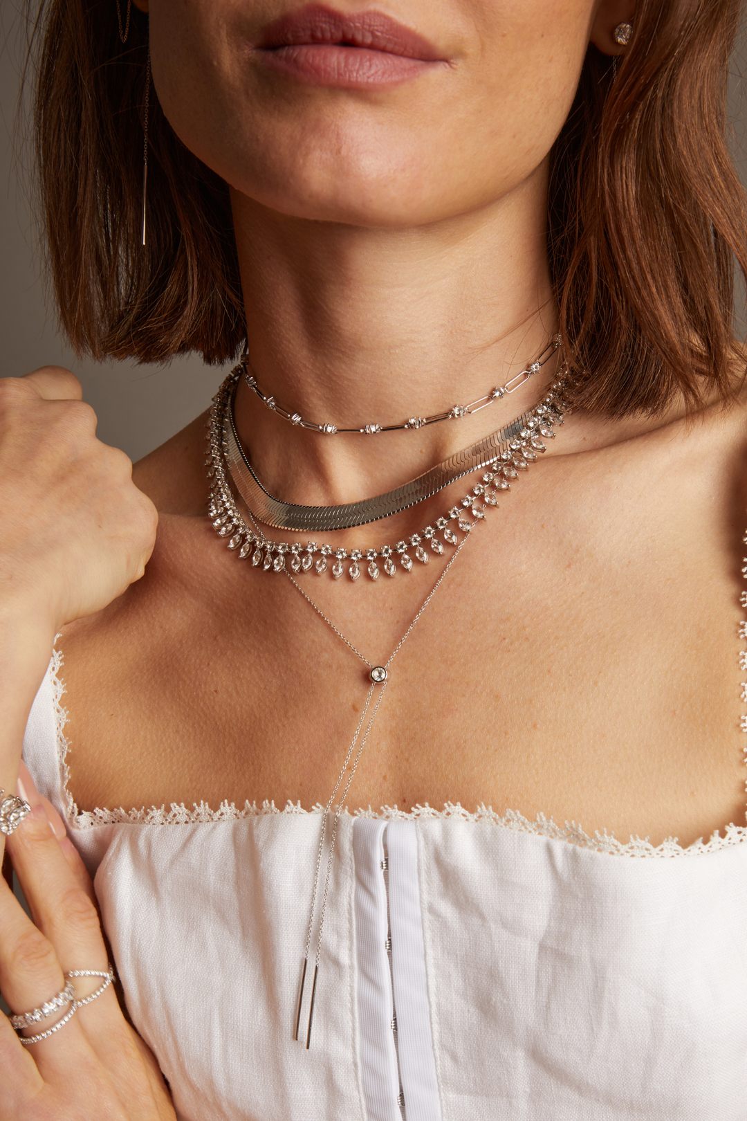 Women’s Lab Grown White Sapphire Bolo Necklace | Aurate x The Frye Company Sterling Silver - Frye