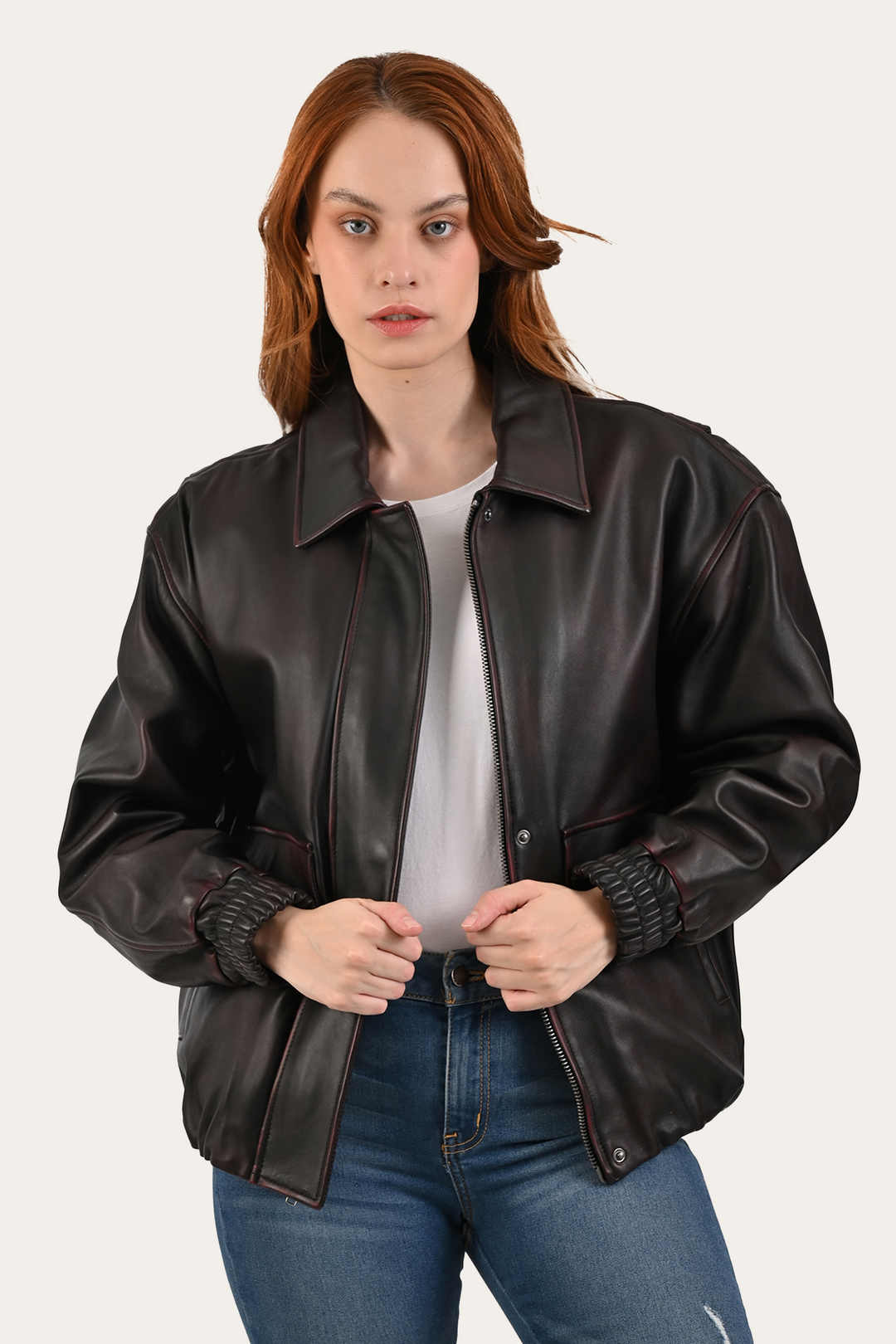 Black Cherry Harper Oversized Bomber Black Cherry - Frye
