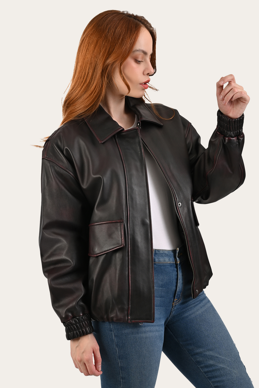 Black Cherry Harper Oversized Bomber Black Cherry - Frye