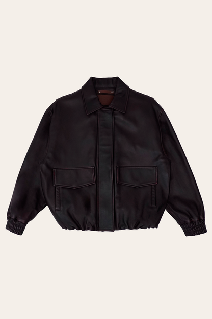 Black Cherry Harper Oversized Bomber Black Cherry - Frye