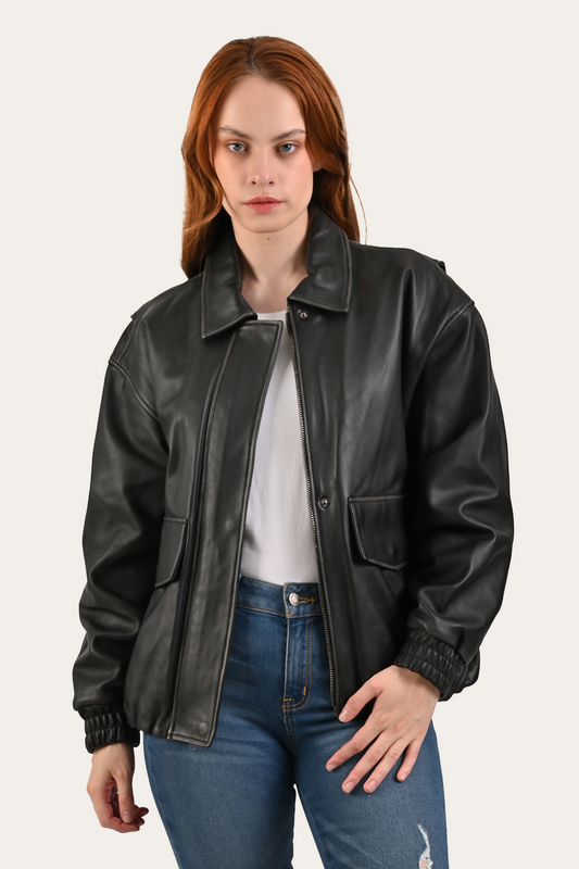 Black Harper Oversized Bomber Black - Frye