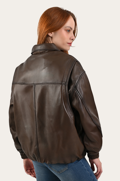 Tobacco Harper Oversized Bomber Tobacco - Frye