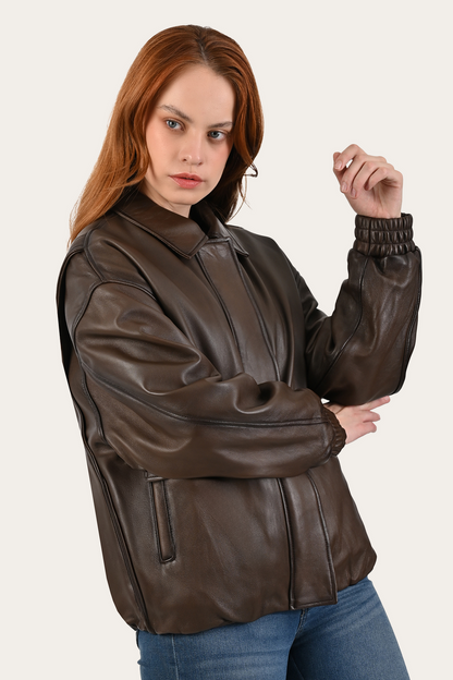 Tobacco Harper Oversized Bomber Tobacco - Frye
