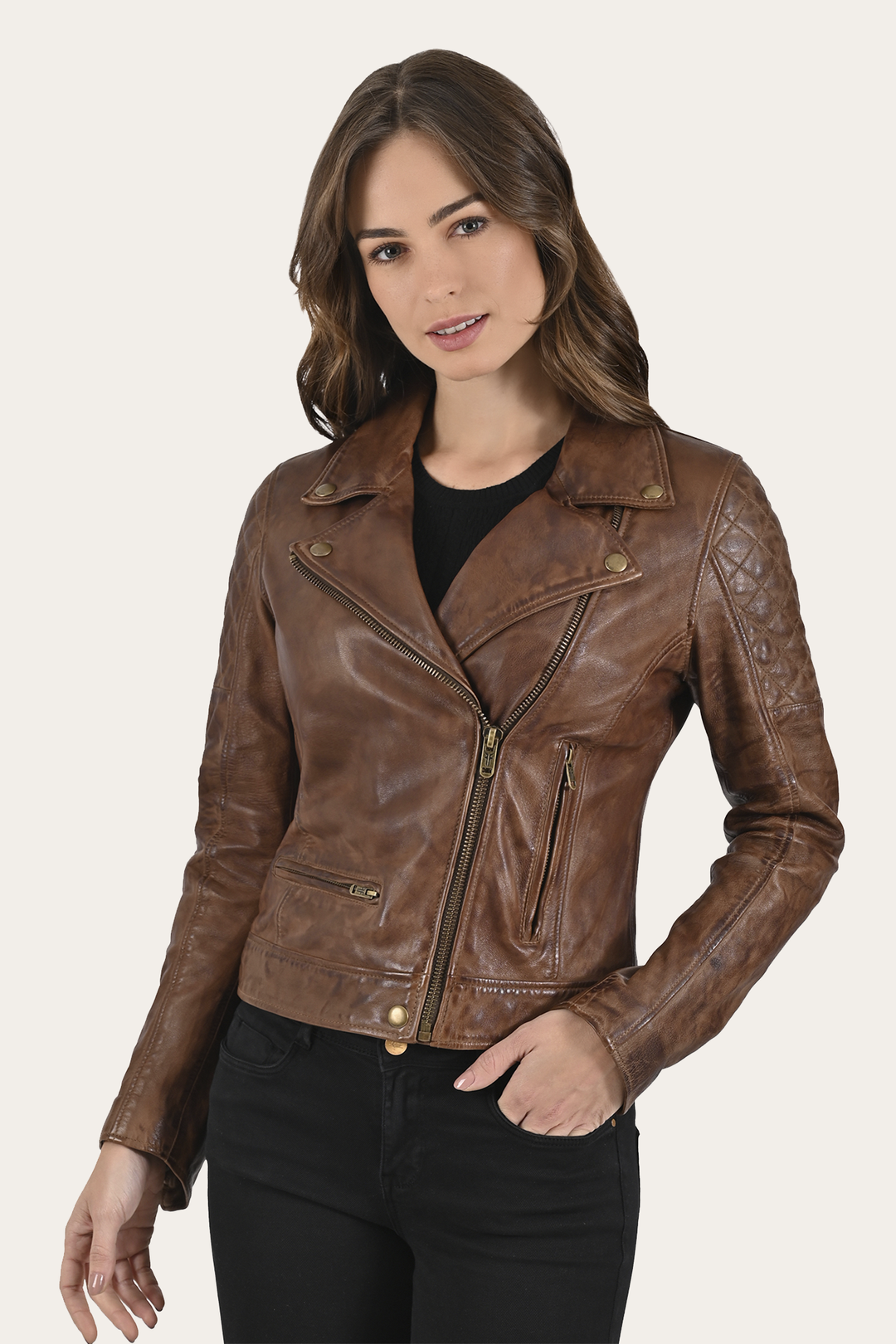 Cordially Modern Biker Jacket Moka Tobacco - Frye