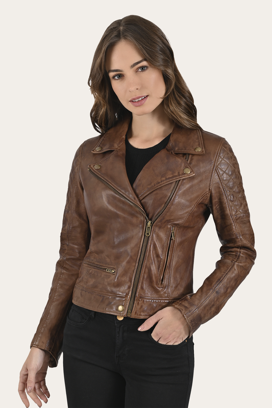 Cordially Modern Biker Jacket Moka Tobacco - Frye