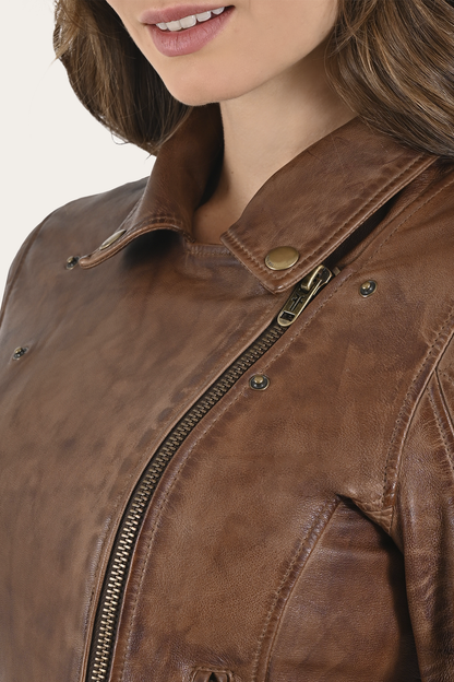 Cordially Modern Biker Jacket Moka Tobacco - Frye