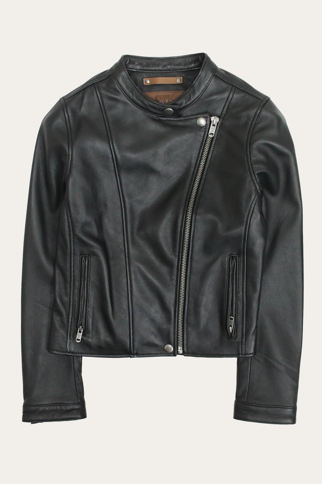 Women’s Black Heathe Leather Racer Jacket Black - Frye