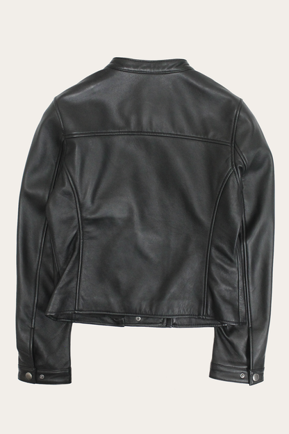 Women’s Black Heathe Leather Racer Jacket Black - Frye