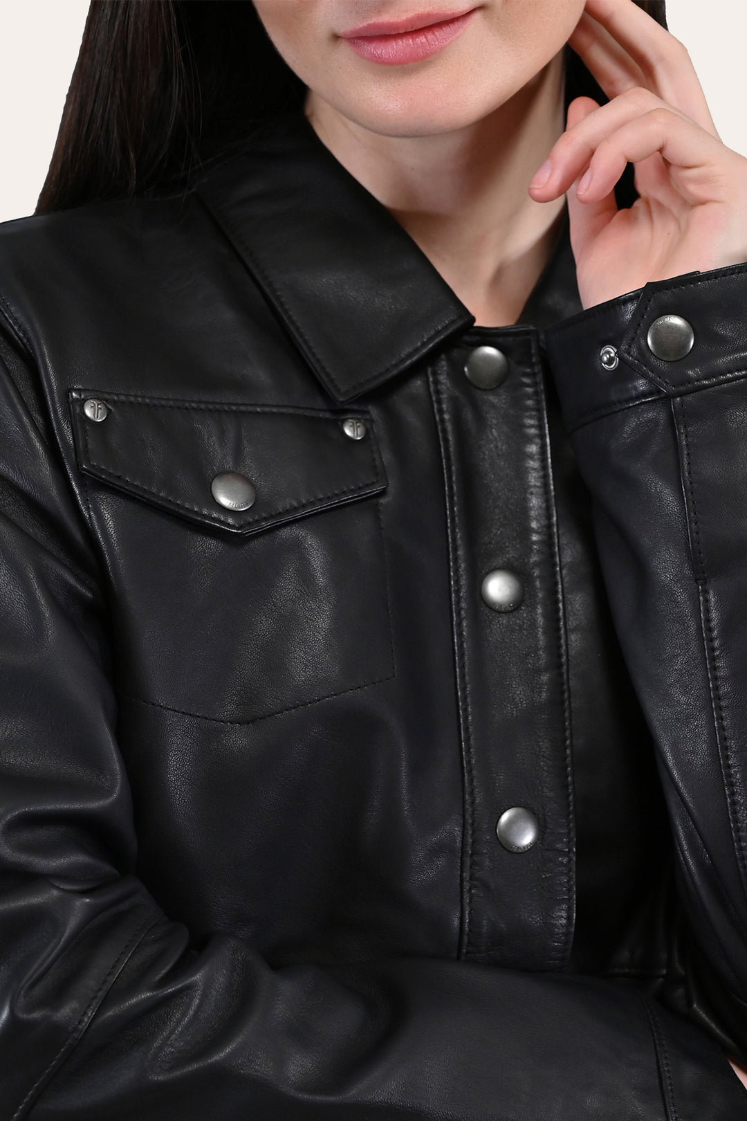 Women’s Black Obadiah Leather Shacket Black - Frye