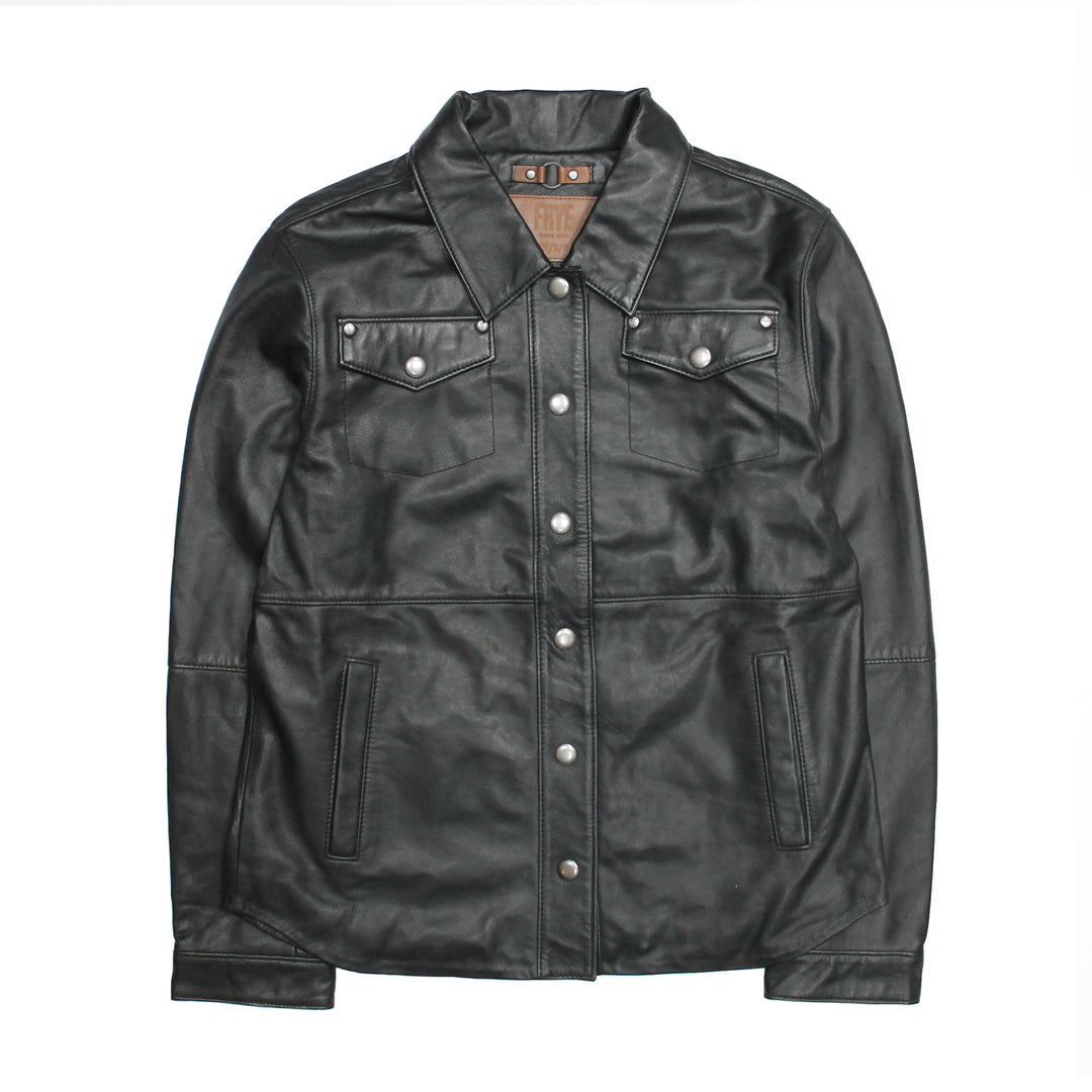 Women’s Black Obadiah Leather Shacket Black - Frye