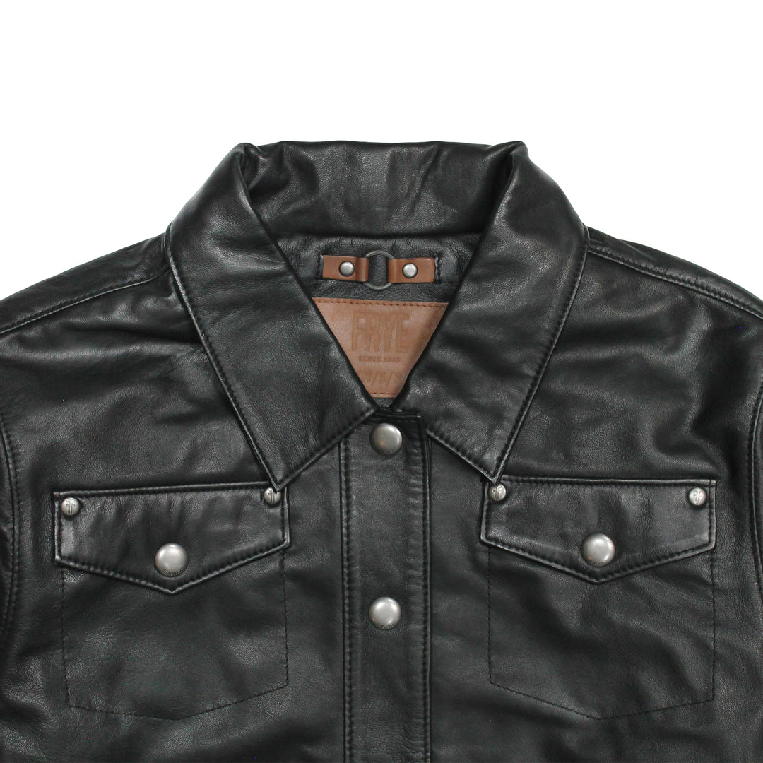 Women’s Black Obadiah Leather Shacket Black - Frye