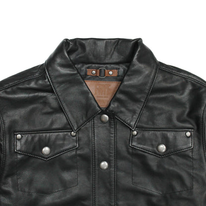 Women’s Black Obadiah Leather Shacket Black - Frye