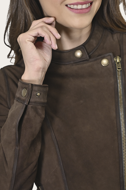 Women’s Dark Brown Cassidy Aged Lamb Leather Biker Jacket Dark Brown - Frye
