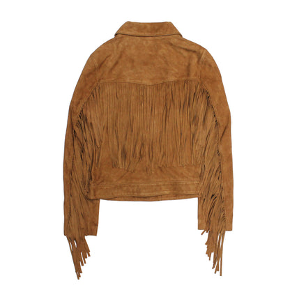 Women’s Medium Brown Nash Fringed Suede Trucker Jacket Medium Brown - Frye