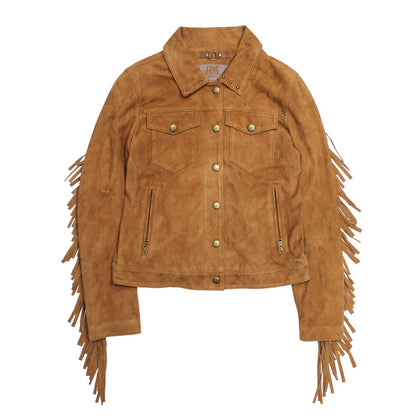Women’s Medium Brown Nash Fringed Suede Trucker Jacket Medium Brown - Frye