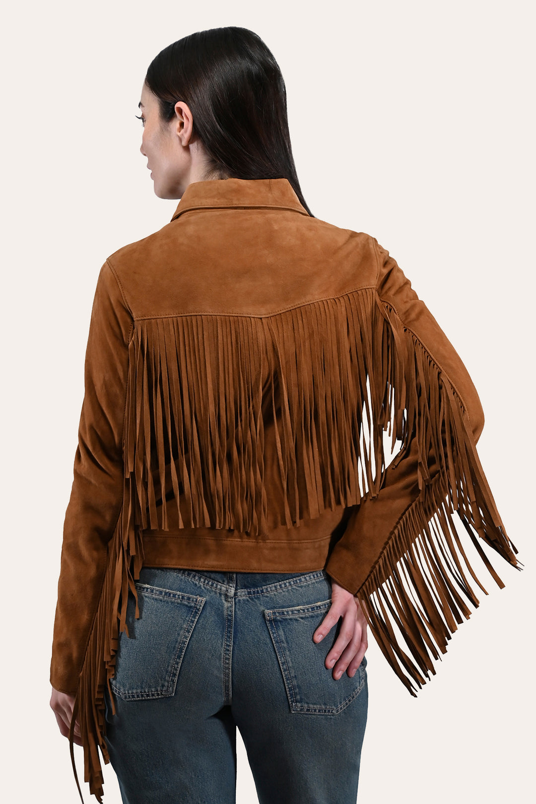 Women’s Medium Brown Nash Fringed Suede Trucker Jacket Medium Brown - Frye