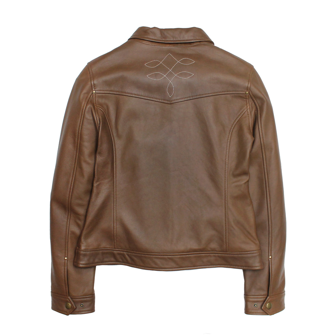 Women’s Medium Brown Callum Trucker Leather Jacket Medium Brown - Frye
