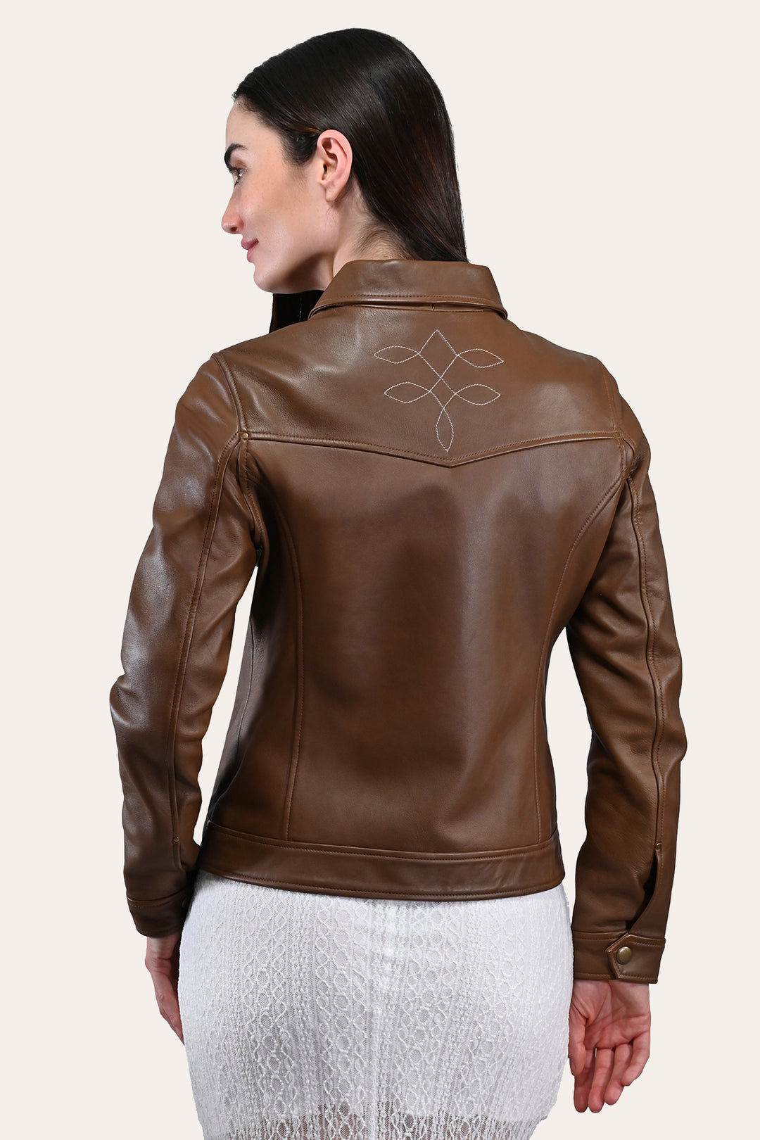 Women’s Medium Brown Callum Trucker Leather Jacket Medium Brown - Frye