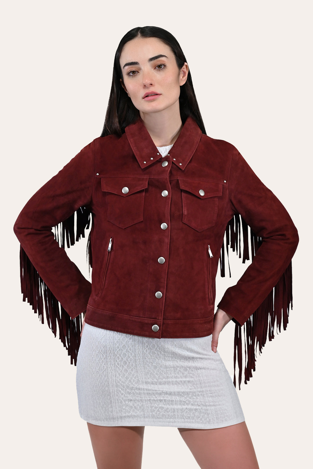 Women’s Oxblood Nash Trucker Suede Jacket Oxblood - Frye