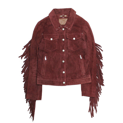 Women’s Oxblood Nash Trucker Suede Jacket Oxblood - Frye
