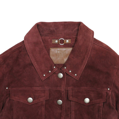 Women’s Oxblood Nash Trucker Suede Jacket Oxblood - Frye