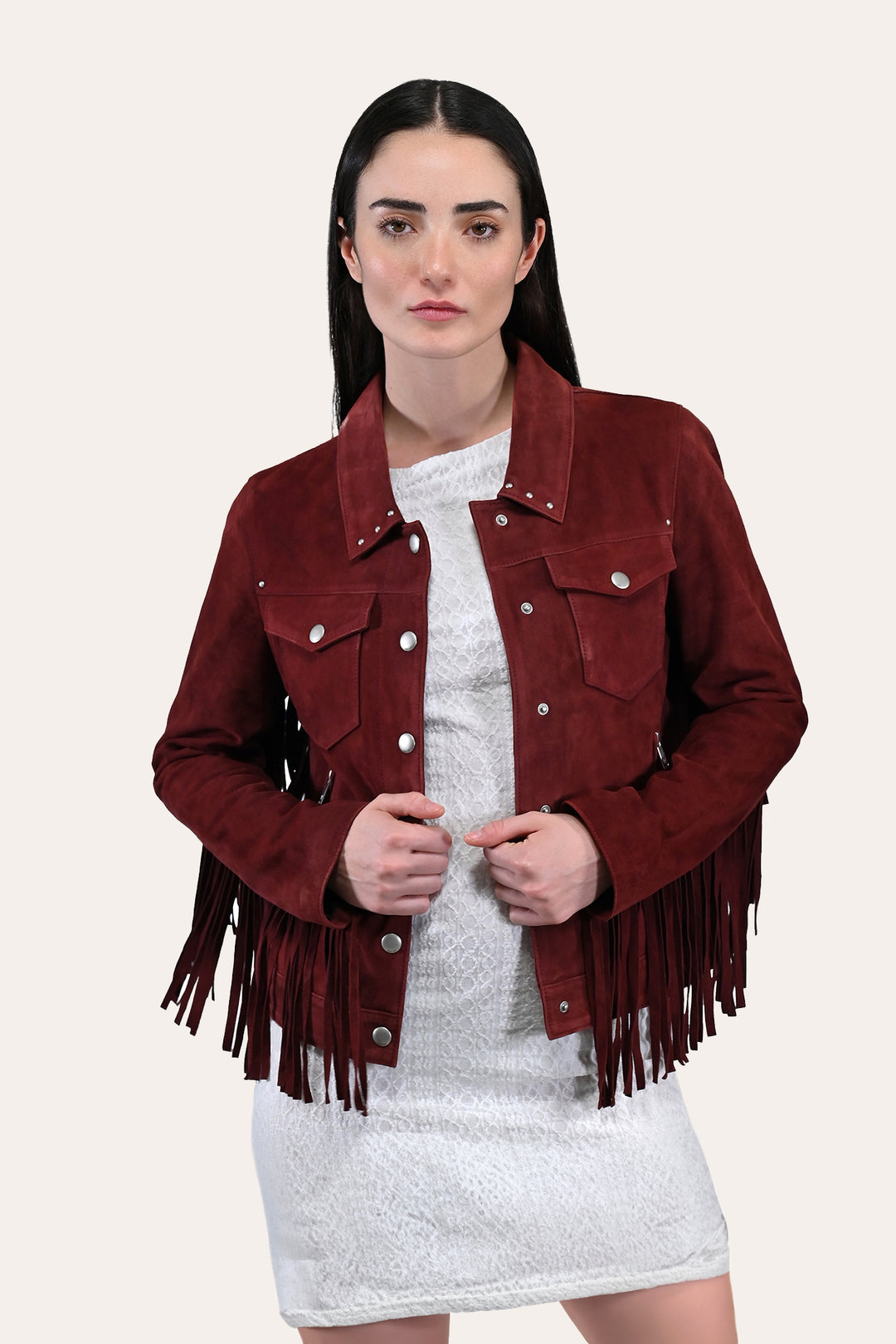 Women’s Oxblood Nash Trucker Suede Jacket Oxblood - Frye