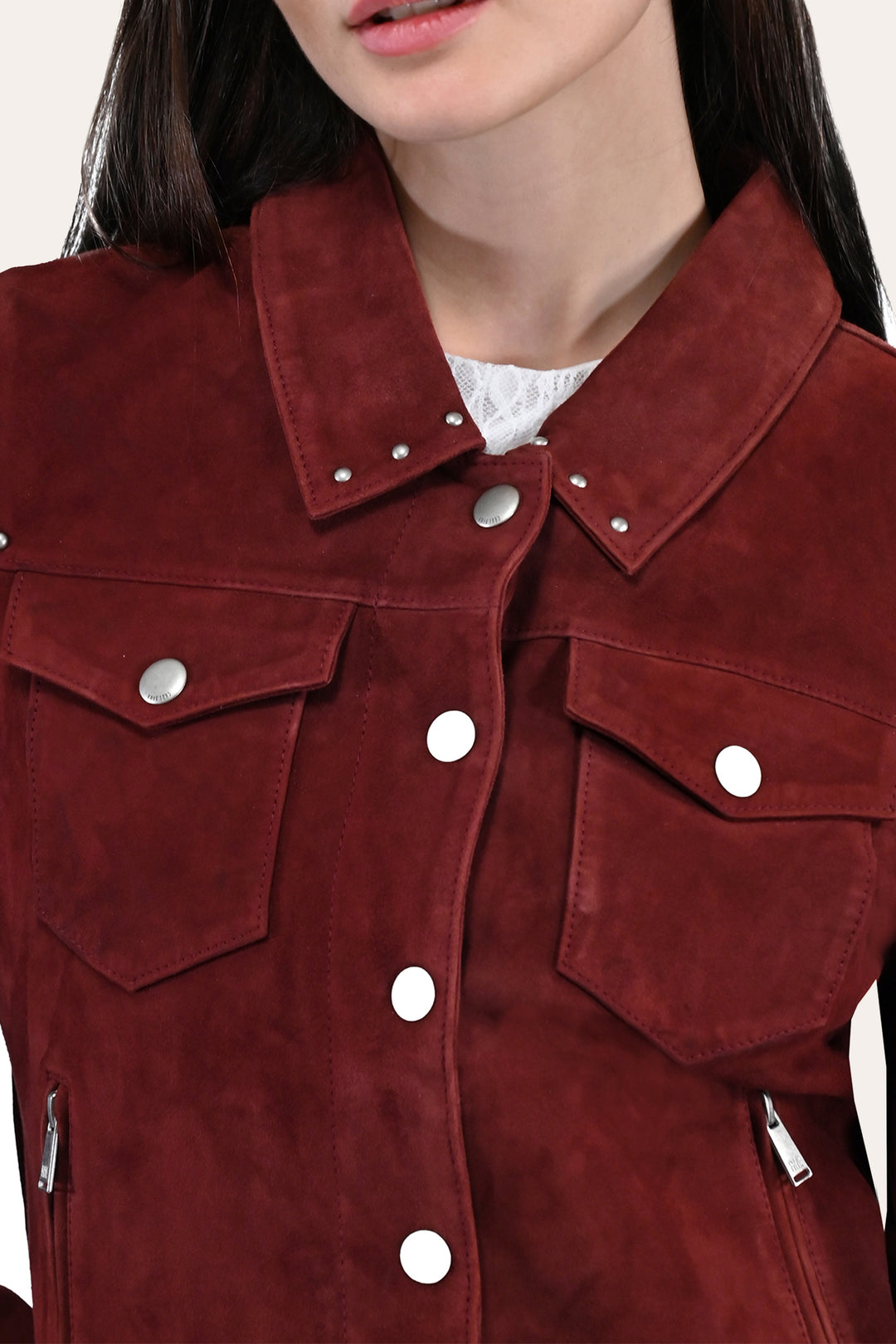 Women’s Oxblood Nash Trucker Suede Jacket Oxblood - Frye