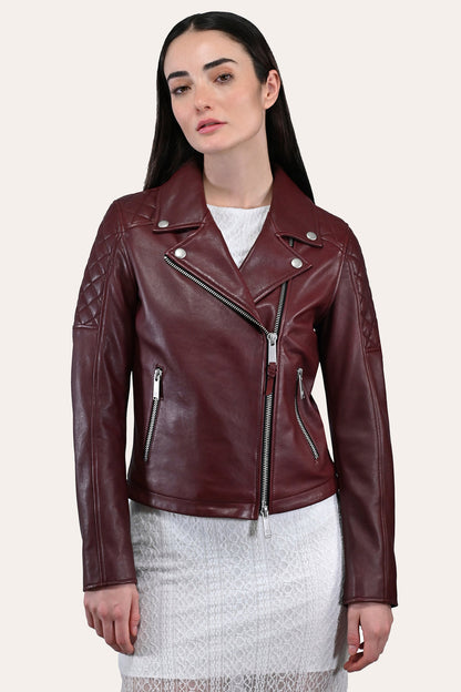 Women’s Oxblood Oklahoma Nappa Leather Biker Jacket Oxblood - Frye