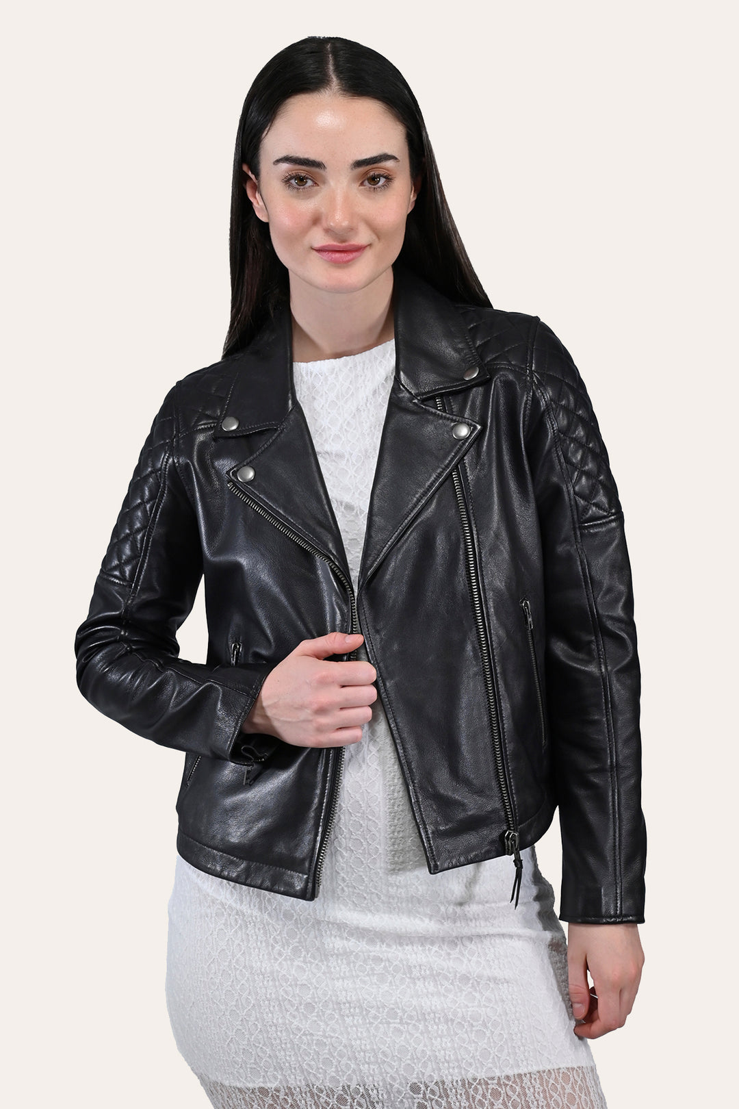 Women’s Black Oklahoma Biker Leather Jacket Black - Frye