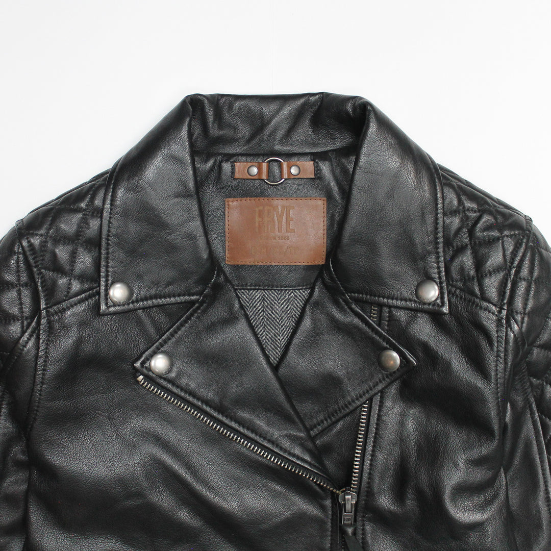 Women’s Black Oklahoma Biker Leather Jacket Black - Frye