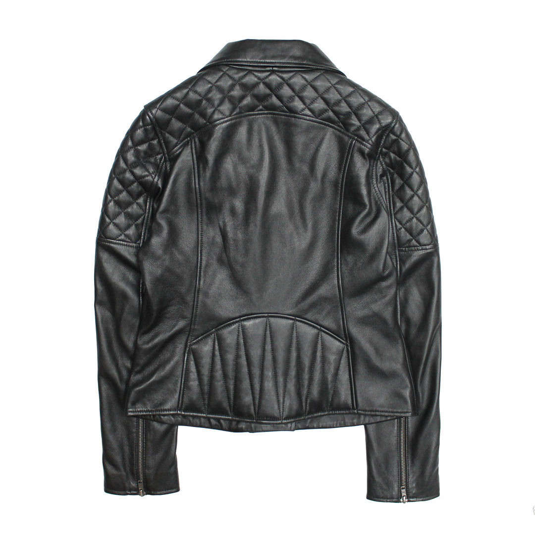 Women’s Black Oklahoma Biker Leather Jacket Black - Frye